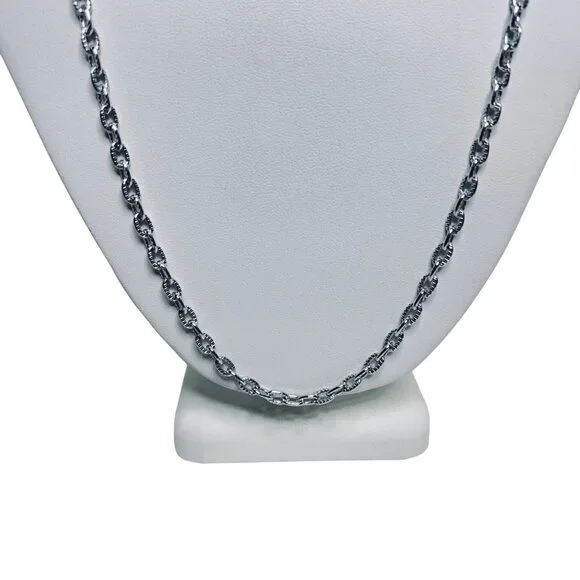 Light Weight Textured Silver Tone Cable Chain Necklace (5815) - Picture 3 of 5